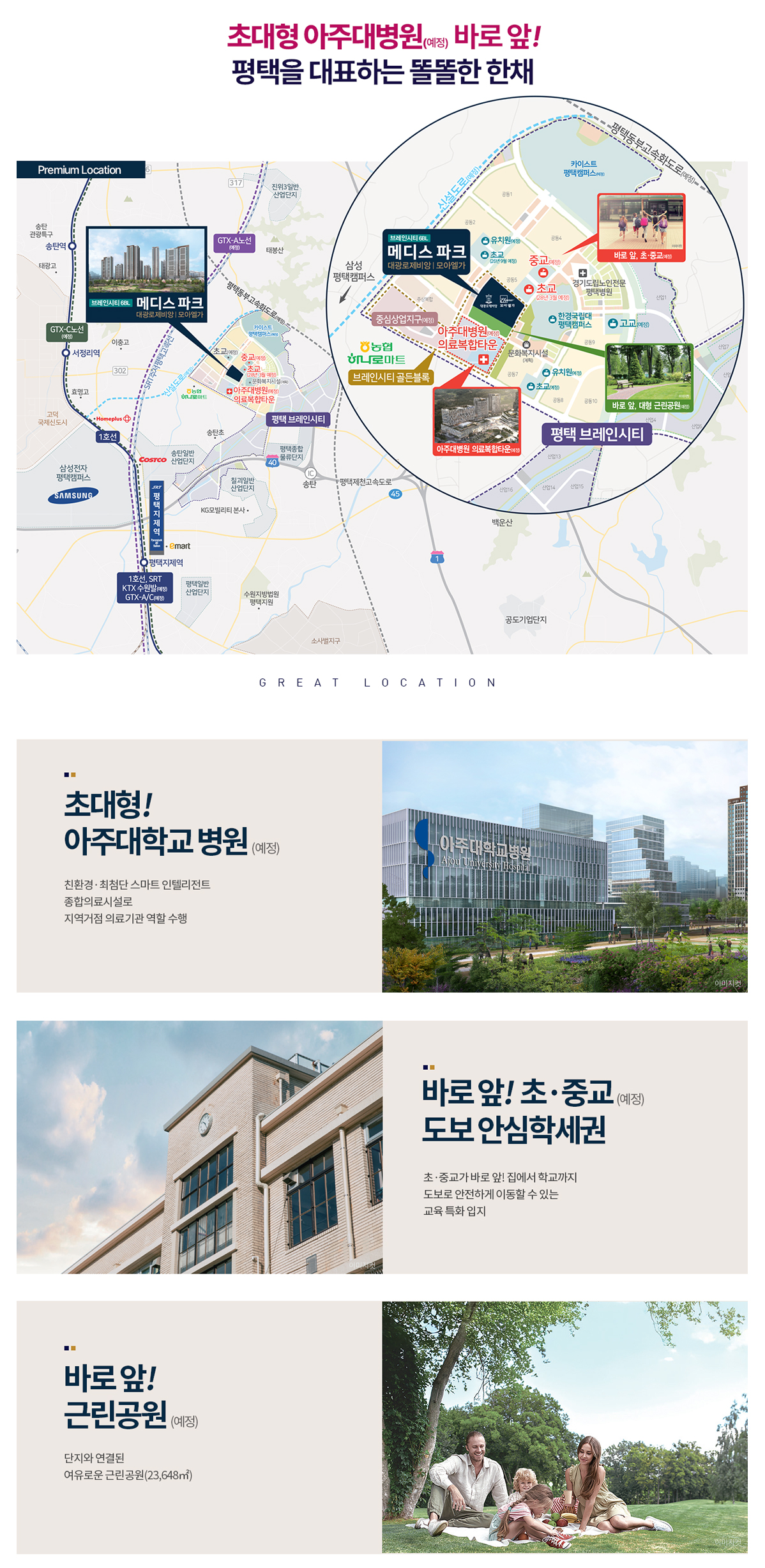 평택브레인시티푸르지오대표번호 1544-3233 입지환경 및 프리미엄 고덕국제신도시 인접 KTX SRT 평택지제역 및 중심상업지구 인프라 안내
